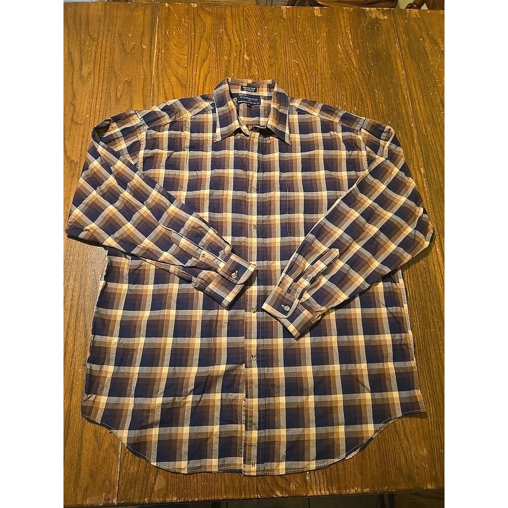 Hathaway Sport Mens Brown Plaid Button Down Long Sleeve Shirt Size XXL